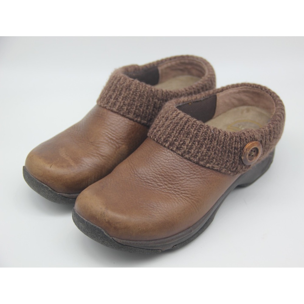 Dansko Womens Kenzie US 8 EU 38 Brown Leather Slip On Knit Clog Shoes 5408237800